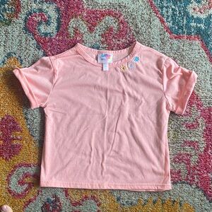 4/$10 Coral Pink Kids T-Shirt with Floral Accents